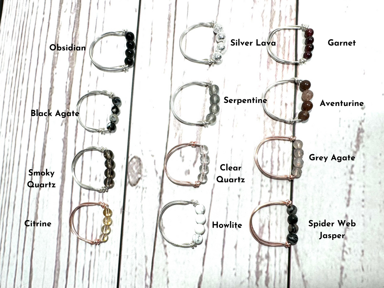 Dainty Crystal Beaded Ring - Wire Wrapped