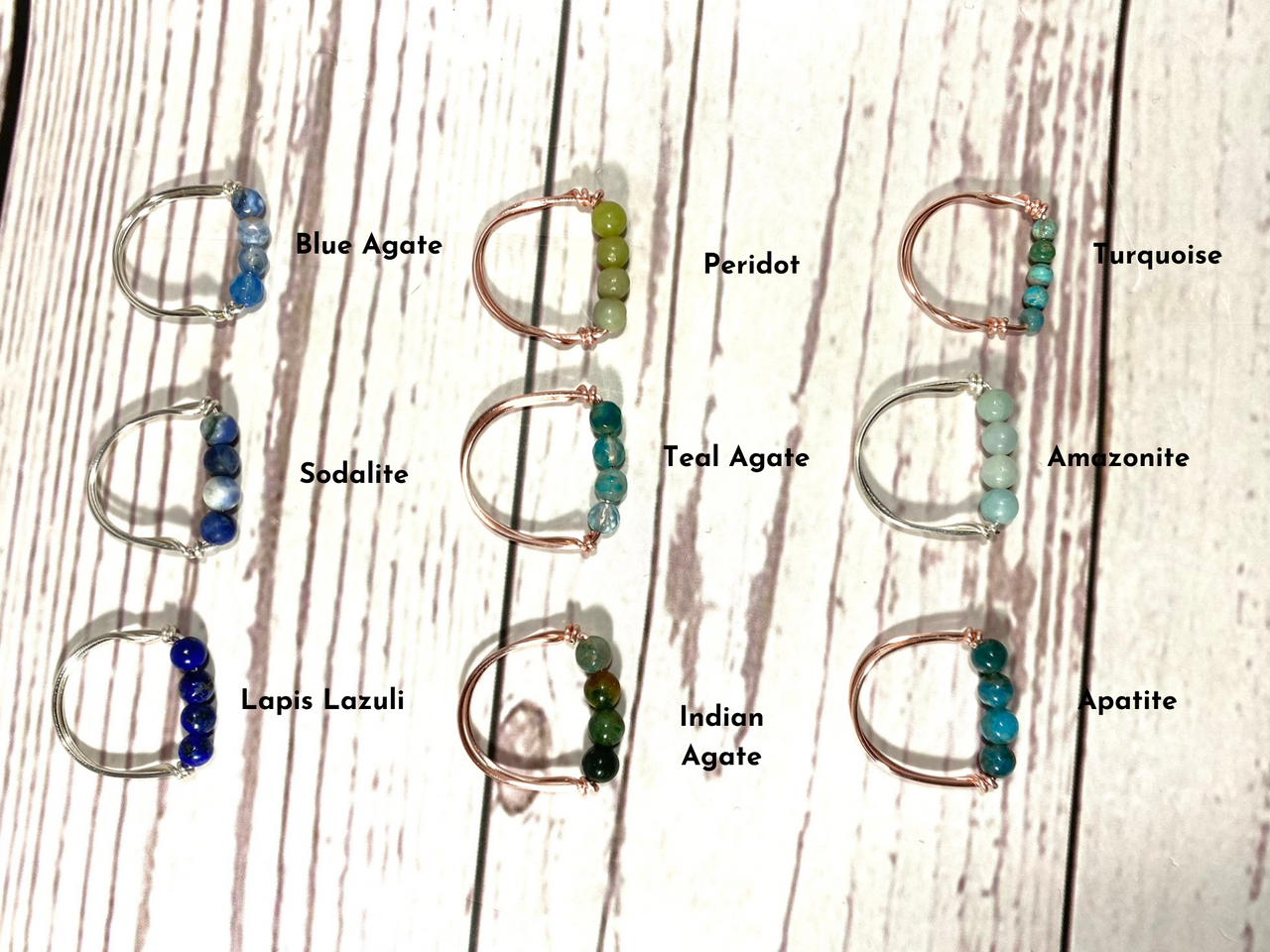 Dainty Gemstone Beaded Ring - Wire Wrapped