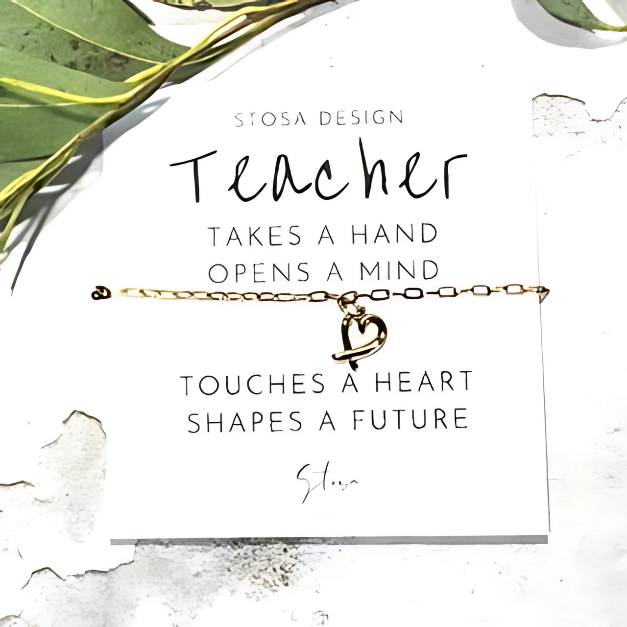 Teacher Heart Bracelet in Silver or Gold