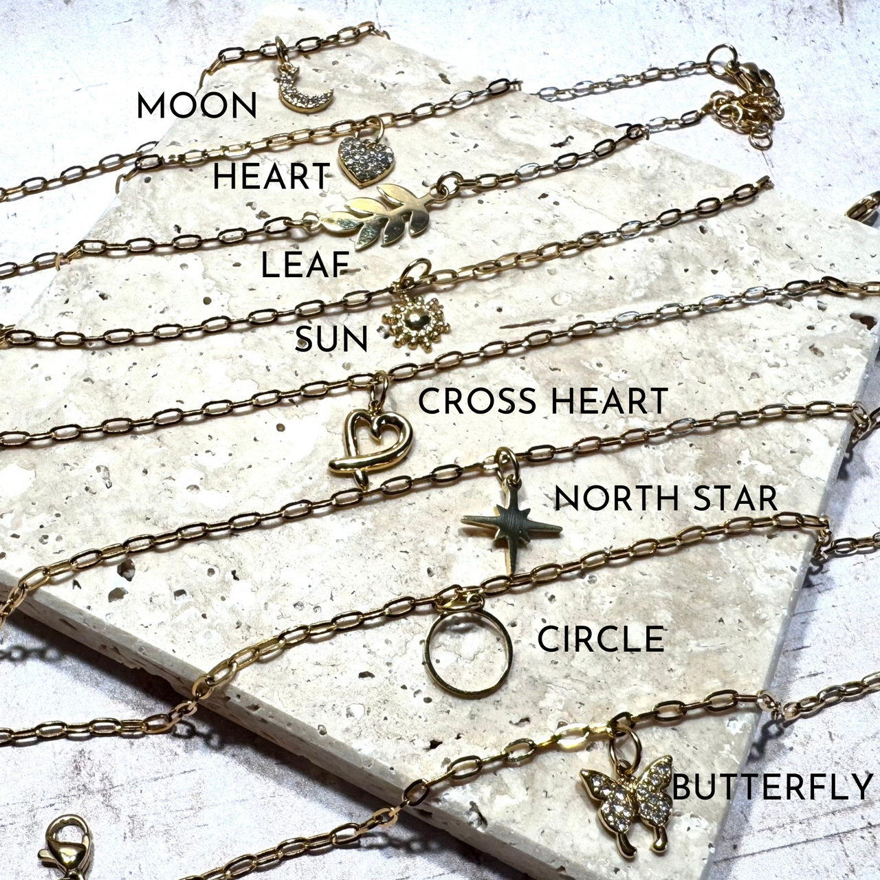 Charm Chain Bracelets in Gold