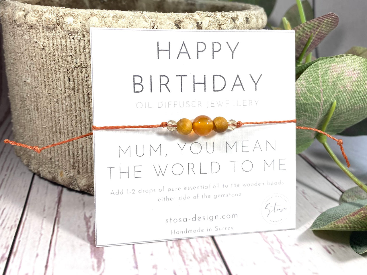 Mum Birthday Card - Crystal Gift Bracelet