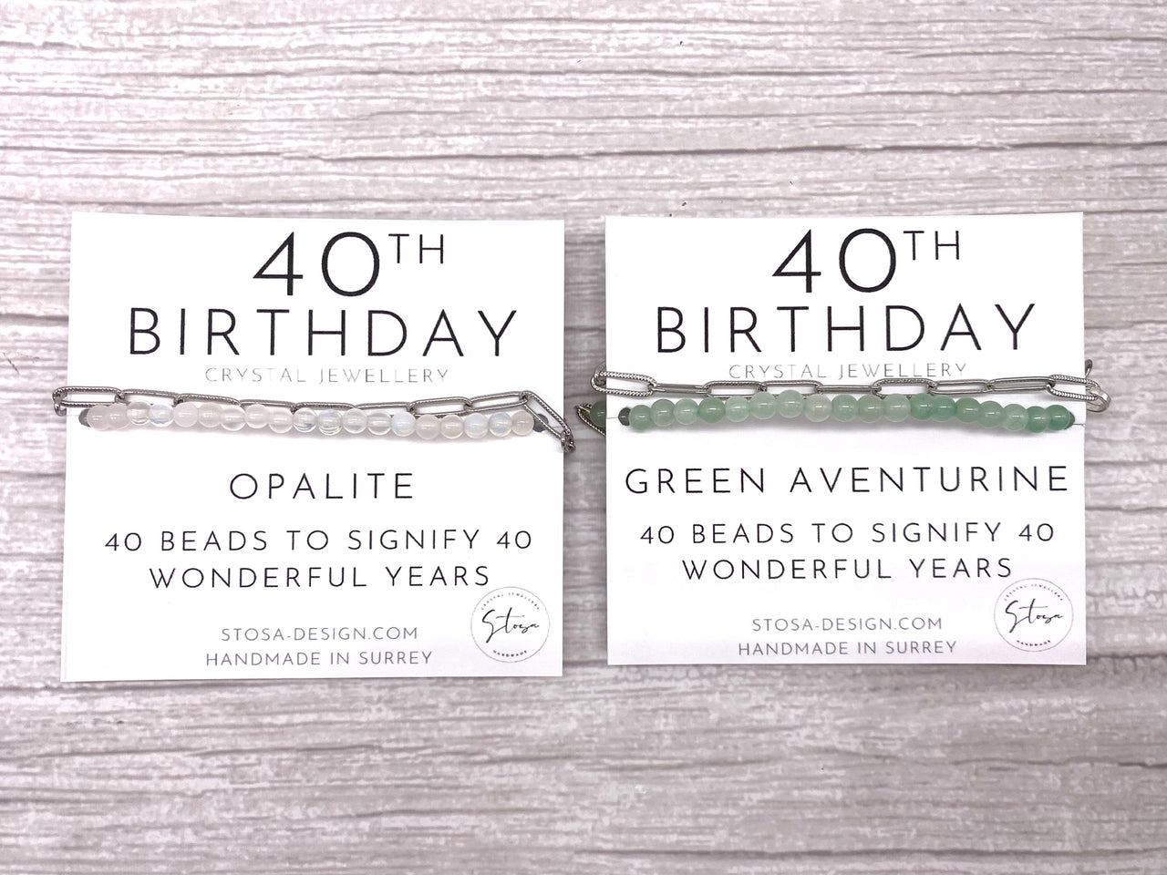 40th Birthday Bracelet Wrap - with Natural Crystals and a Paper Clip Chain