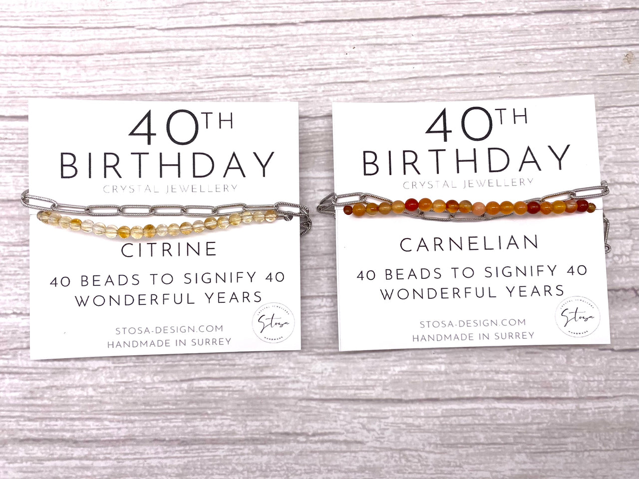 40th Birthday Bracelet Wrap - with Natural Crystals and a Paper Clip Chain