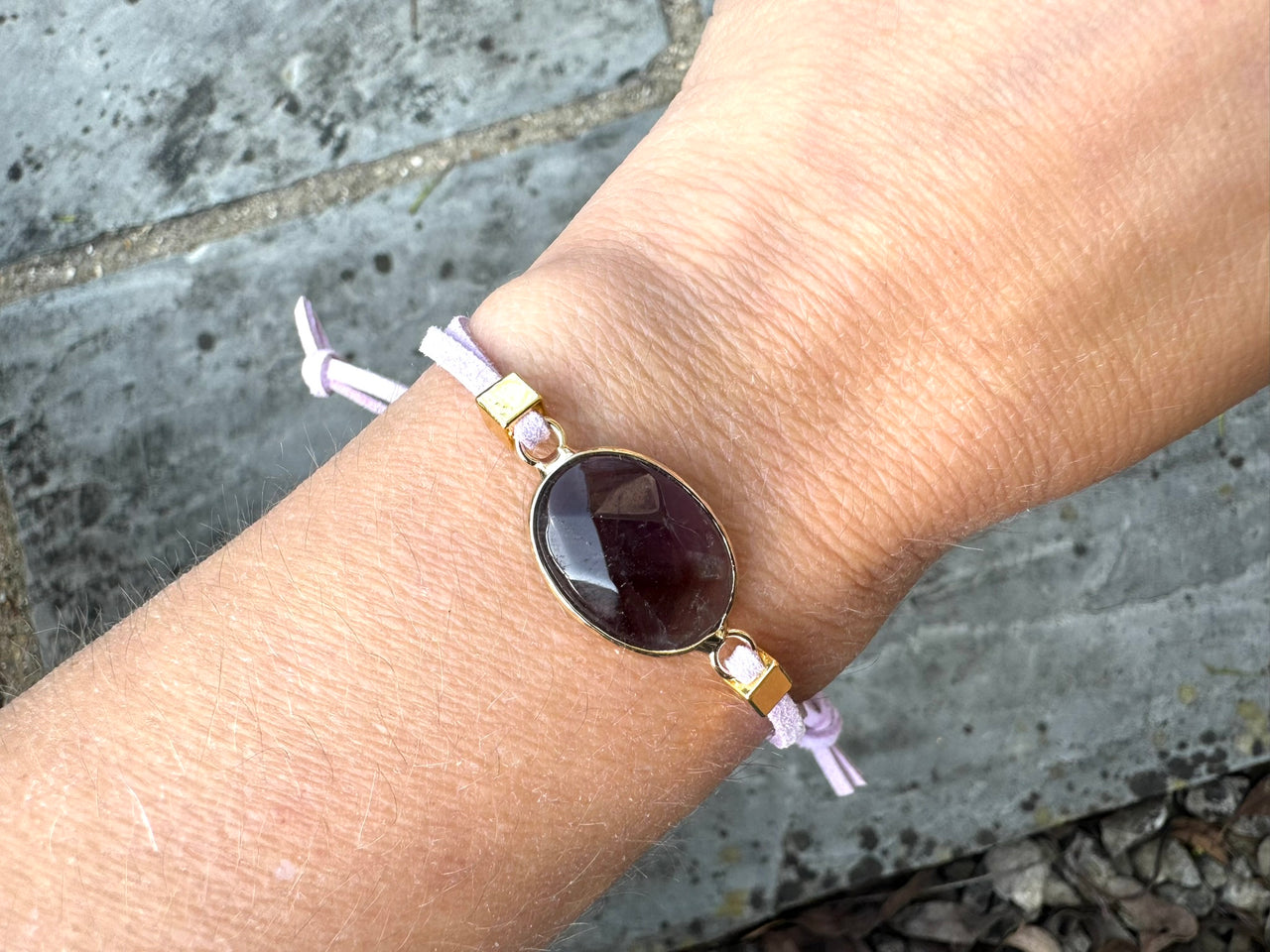 Amethyst Suede Crystal Diffuser Bracelet