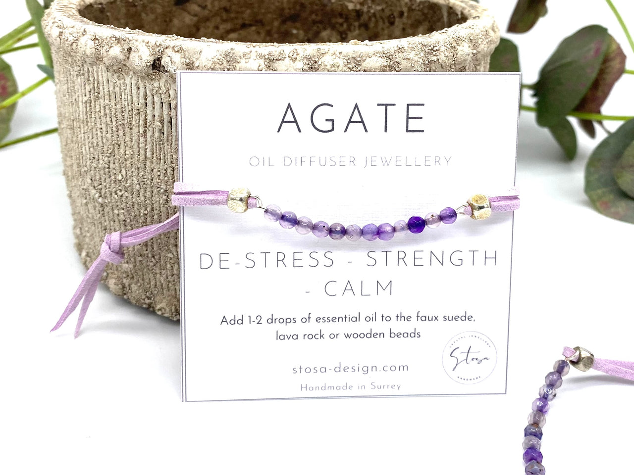 Lavender Agate Bar Diffuser Bracelet