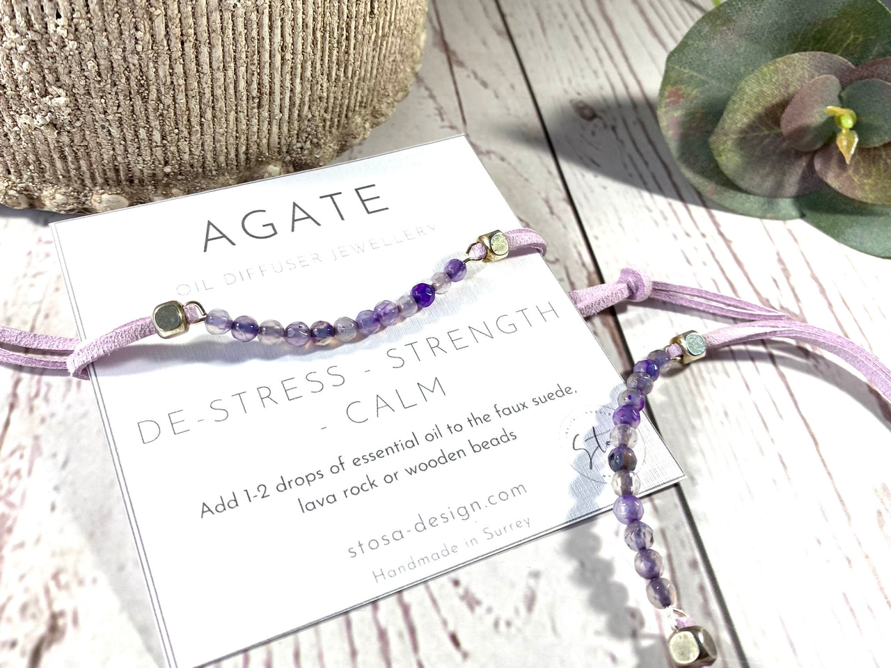 Lavender Agate Bar Diffuser Bracelet