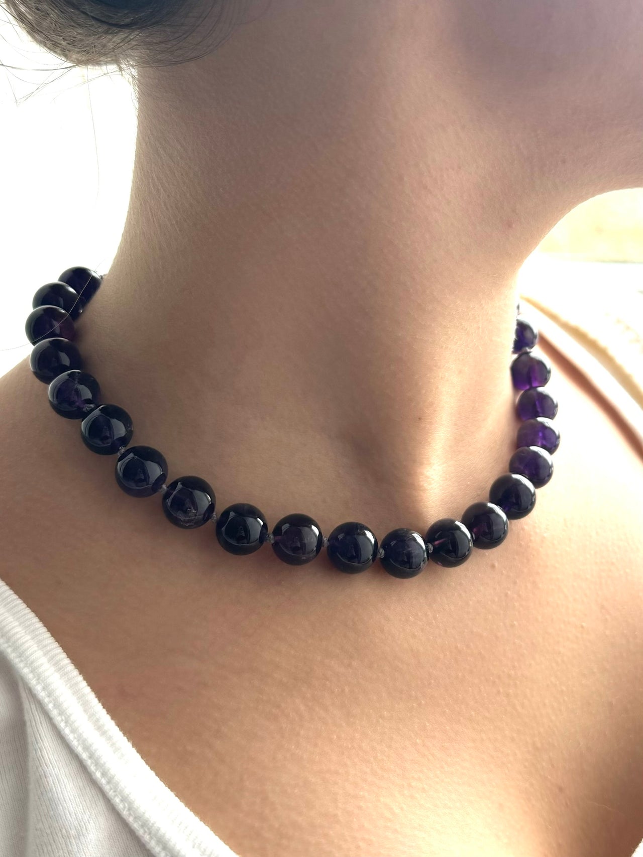 Chunky Amethyst Beaded Necklace