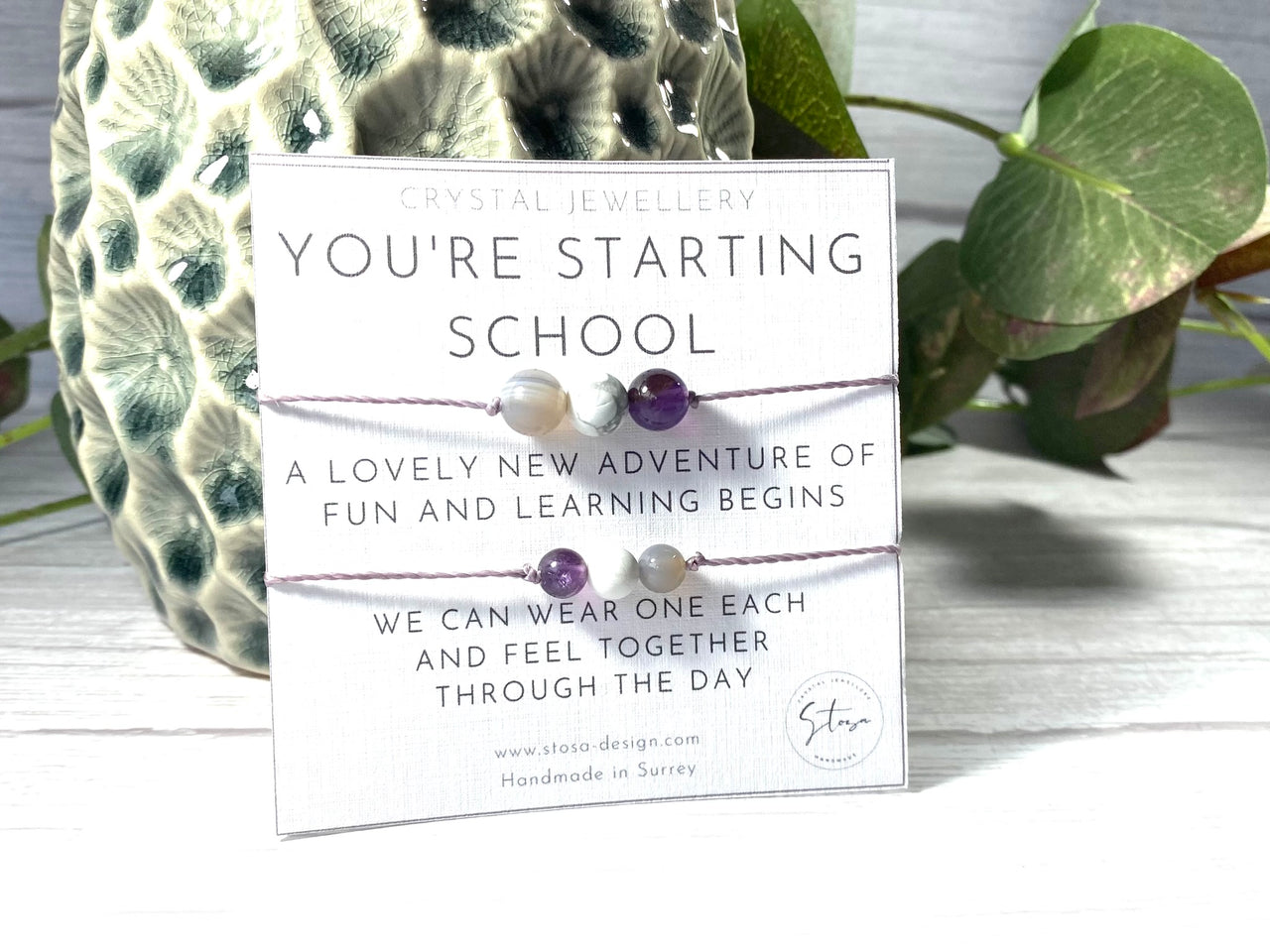 First Day at School Crystal Bracelet - Set of Two