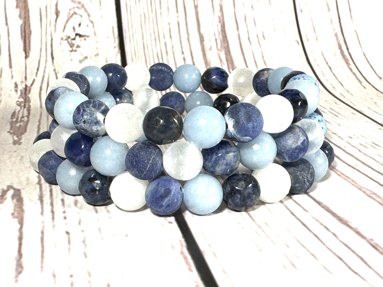 Sodalite and Selenite Crystal Diffuser Bracelet