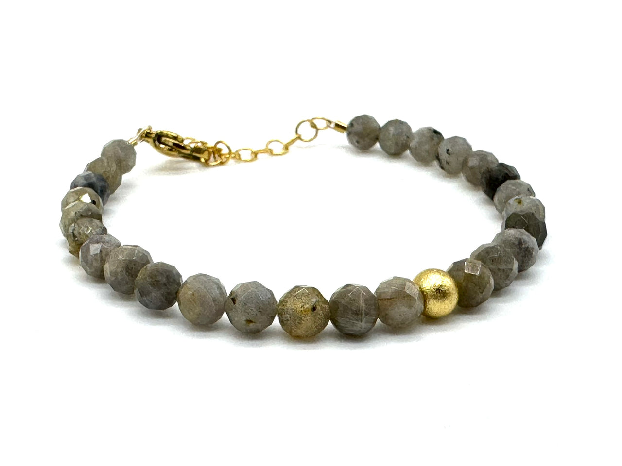 Labradorite Bracelet - Handmade in the UK - Natural Stones With Stainless Steel Detail - Adjustable