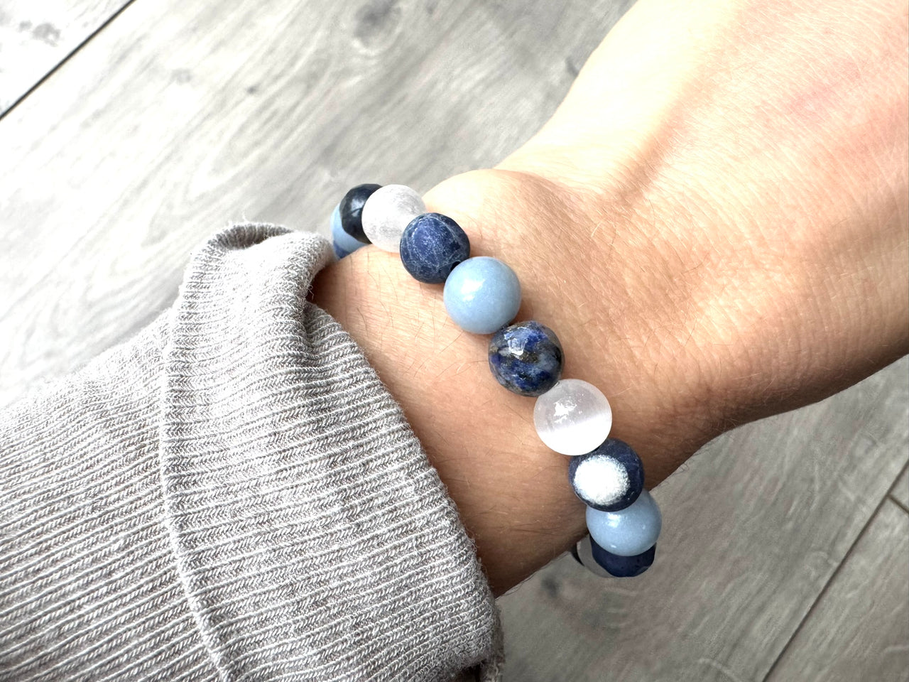 Sodalite and Selenite Crystal Diffuser Bracelet