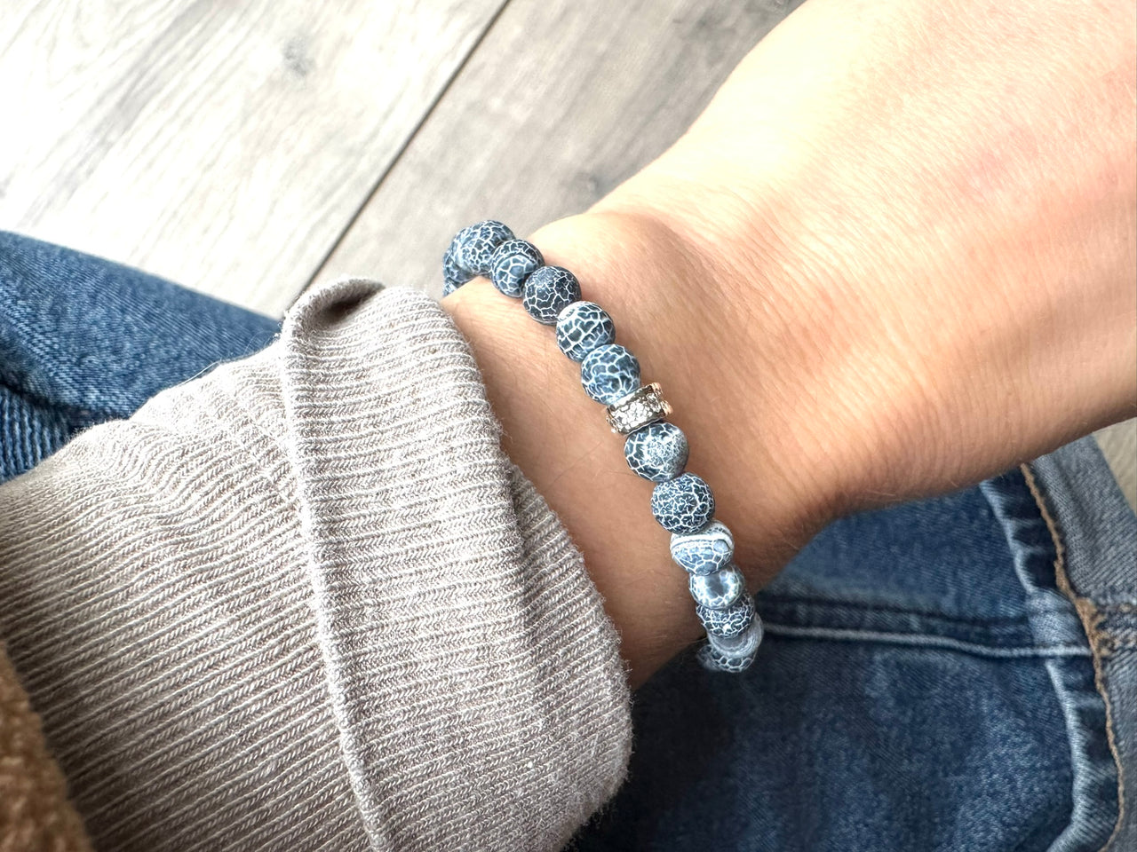 Weathered Agate and Diamante Bracelet