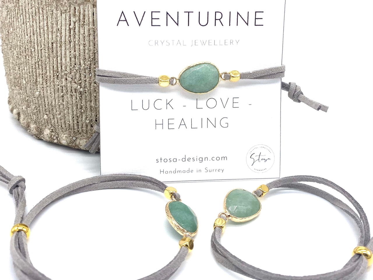 Aventurine Suede Crystal Diffuser Bracelet