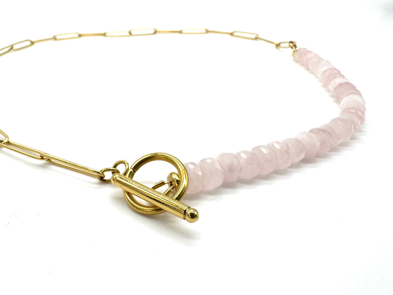 Crystal Rondelle Paperclip Necklace