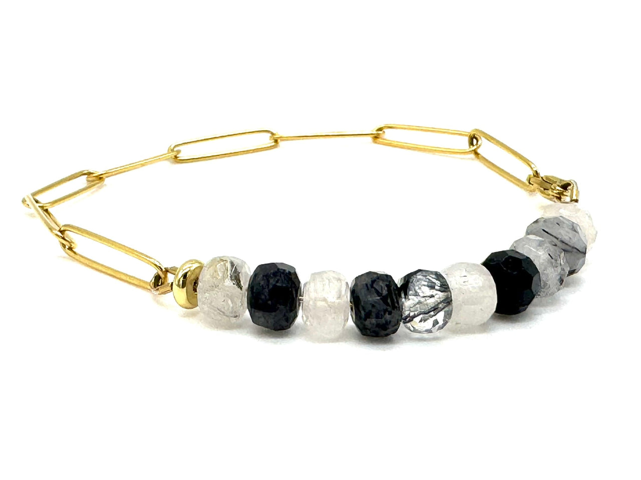 Crystal Rondelle Paperclip Bracelet