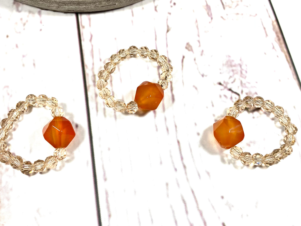 Carnelian Crystal Beaded Ring