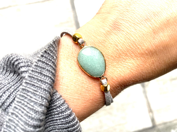 Aventurine Suede Crystal Diffuser Bracelet