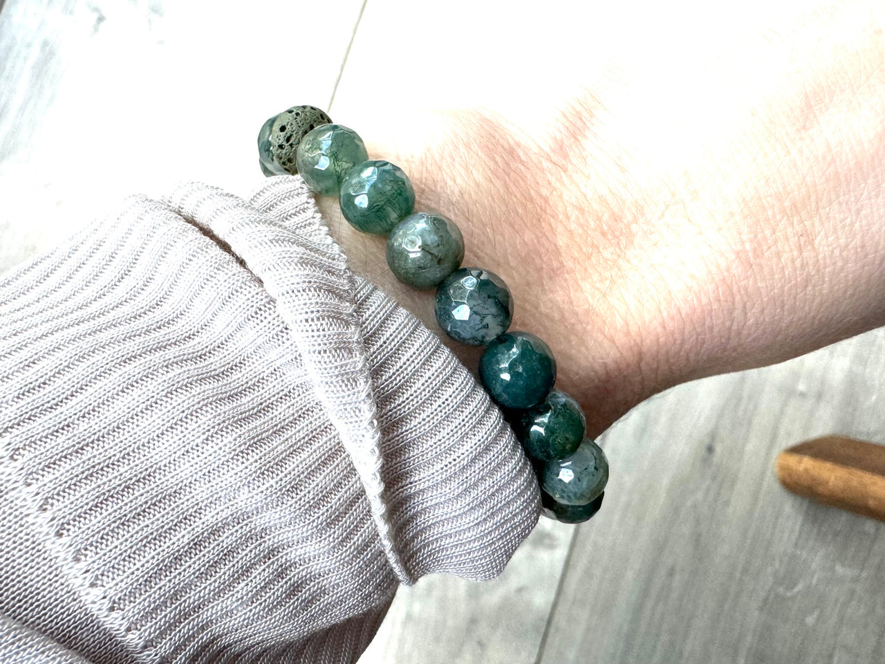 Moss Agate Diffuser Bracelet