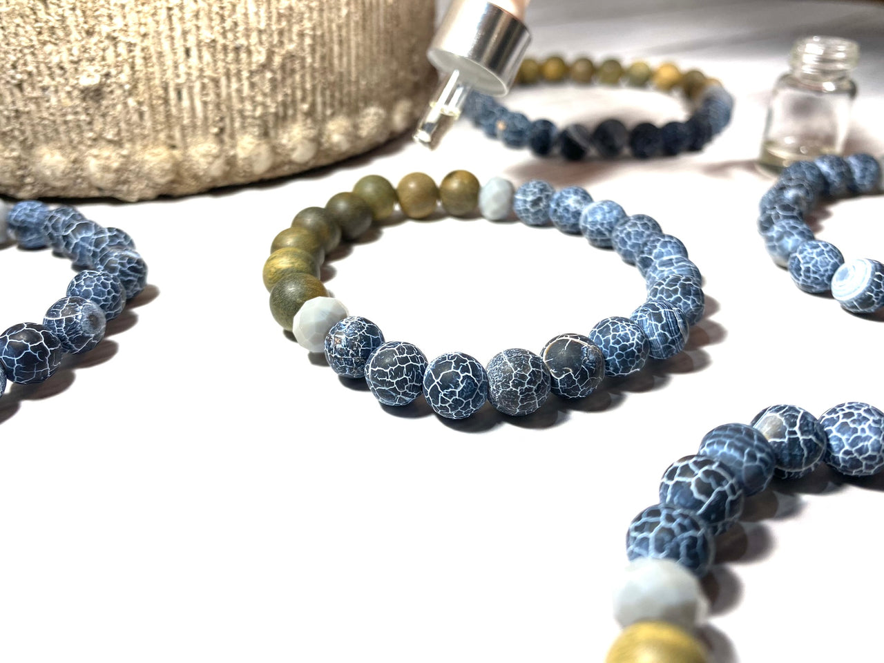 Weathered Navy Agate Crystal Diffuser Bracelet