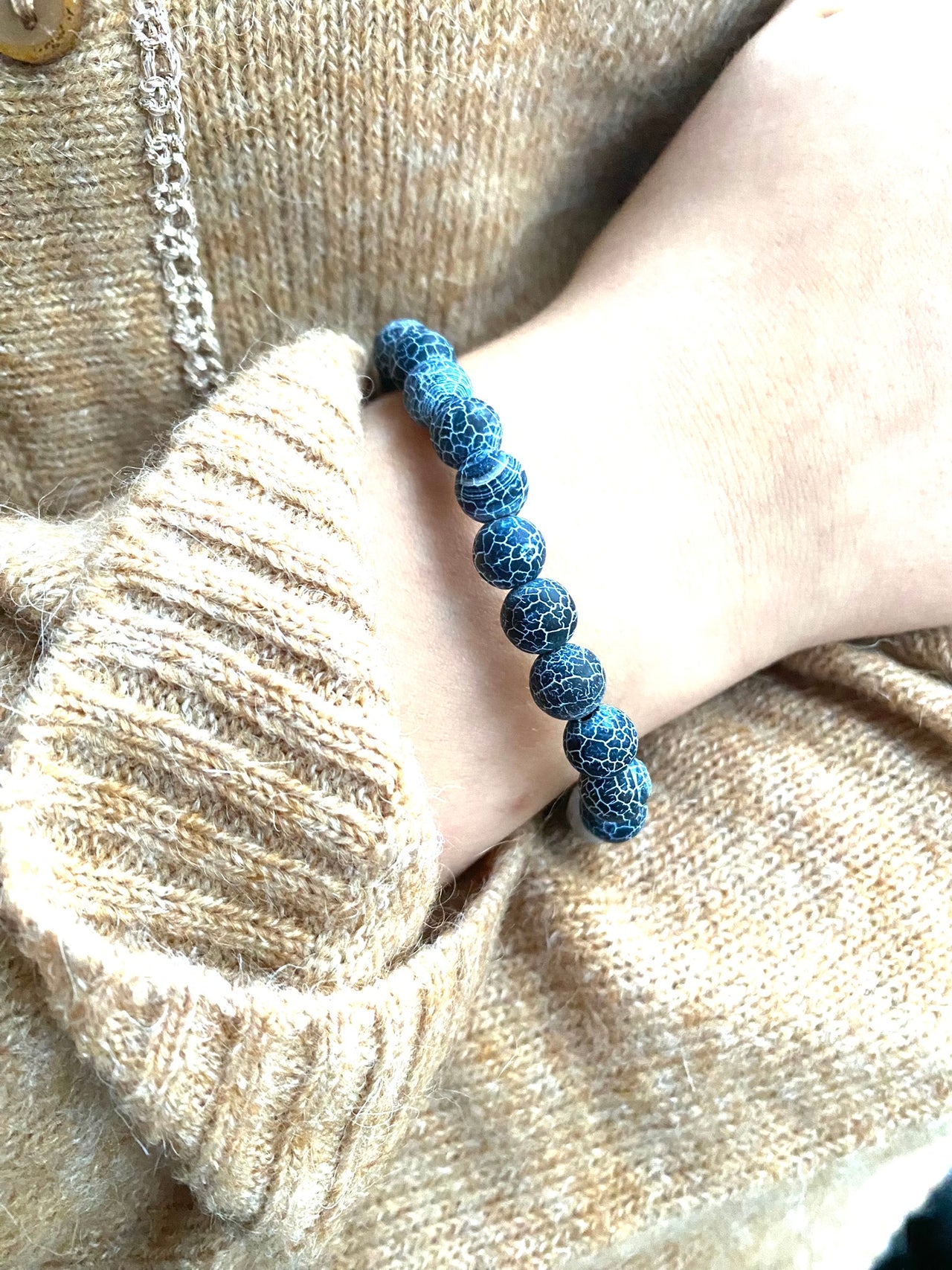 Weathered Navy Agate Crystal Diffuser Bracelet