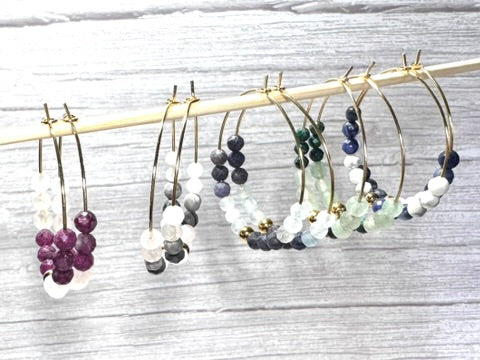 Gold Hoop Boho Crystal Earrings