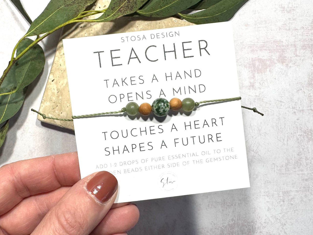 Teacher Gift Card - Gemstone Diffuser Bracelets