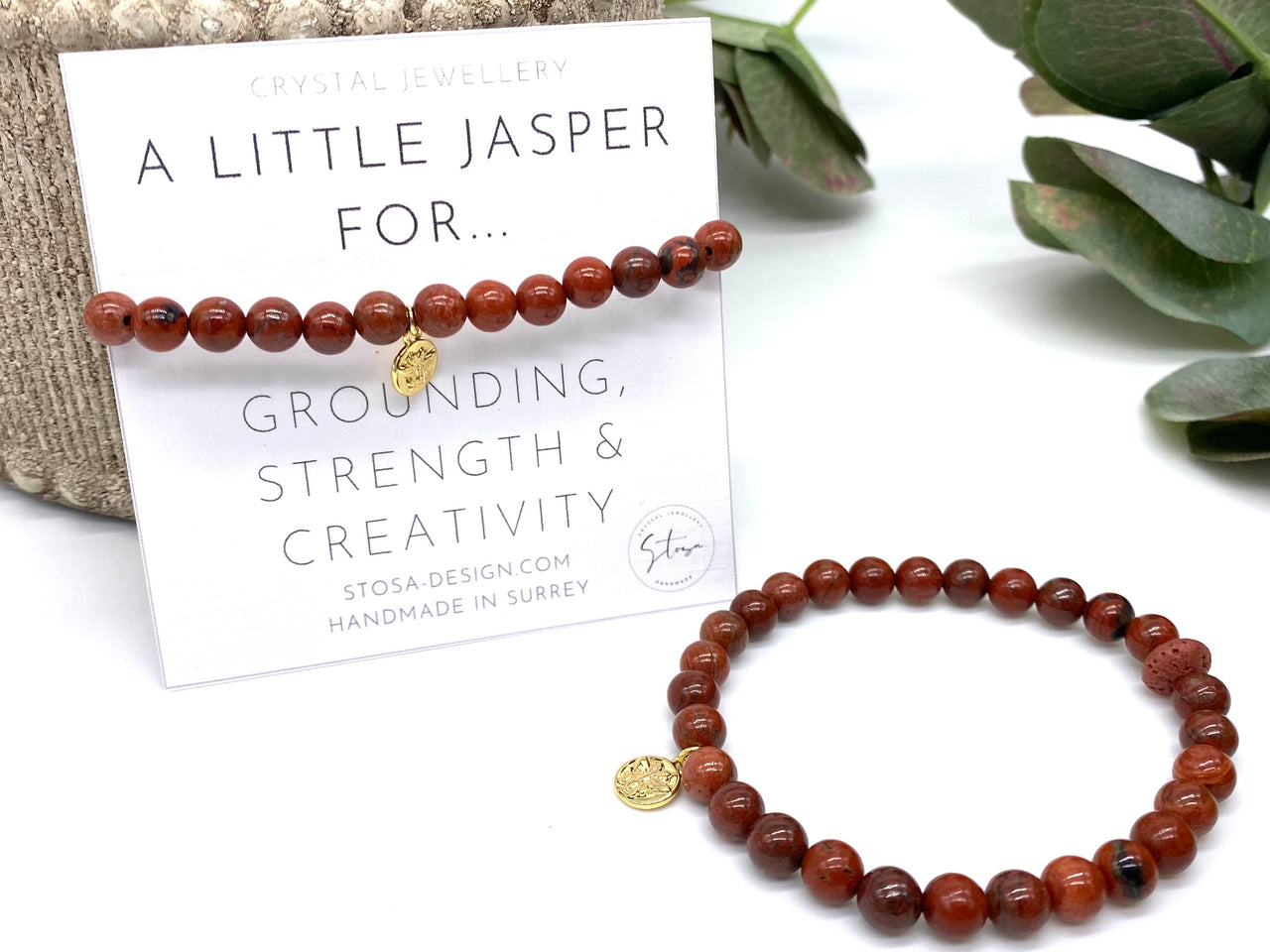 Red Jasper Bee Charm Bracelet