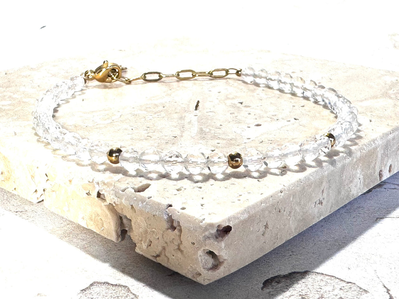 Clear Quartz Dainty Gemstone Bracelet