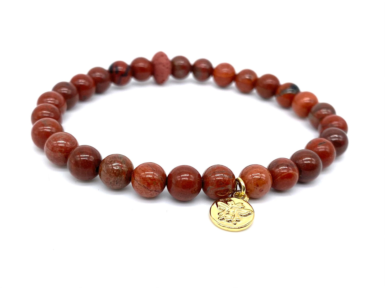 Red Jasper Bee Charm Bracelet