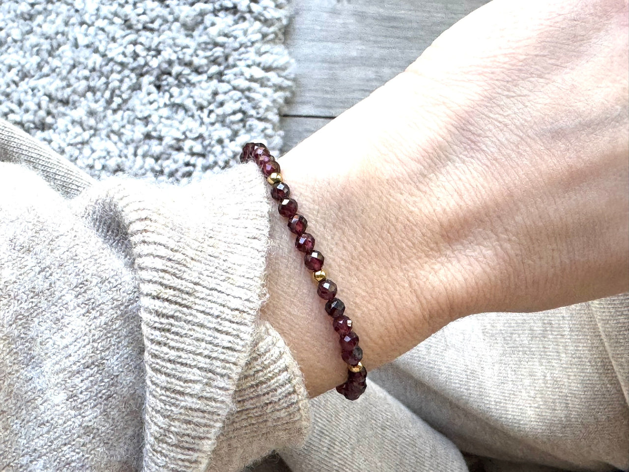 Garnet Dainty Gemstone Bracelet