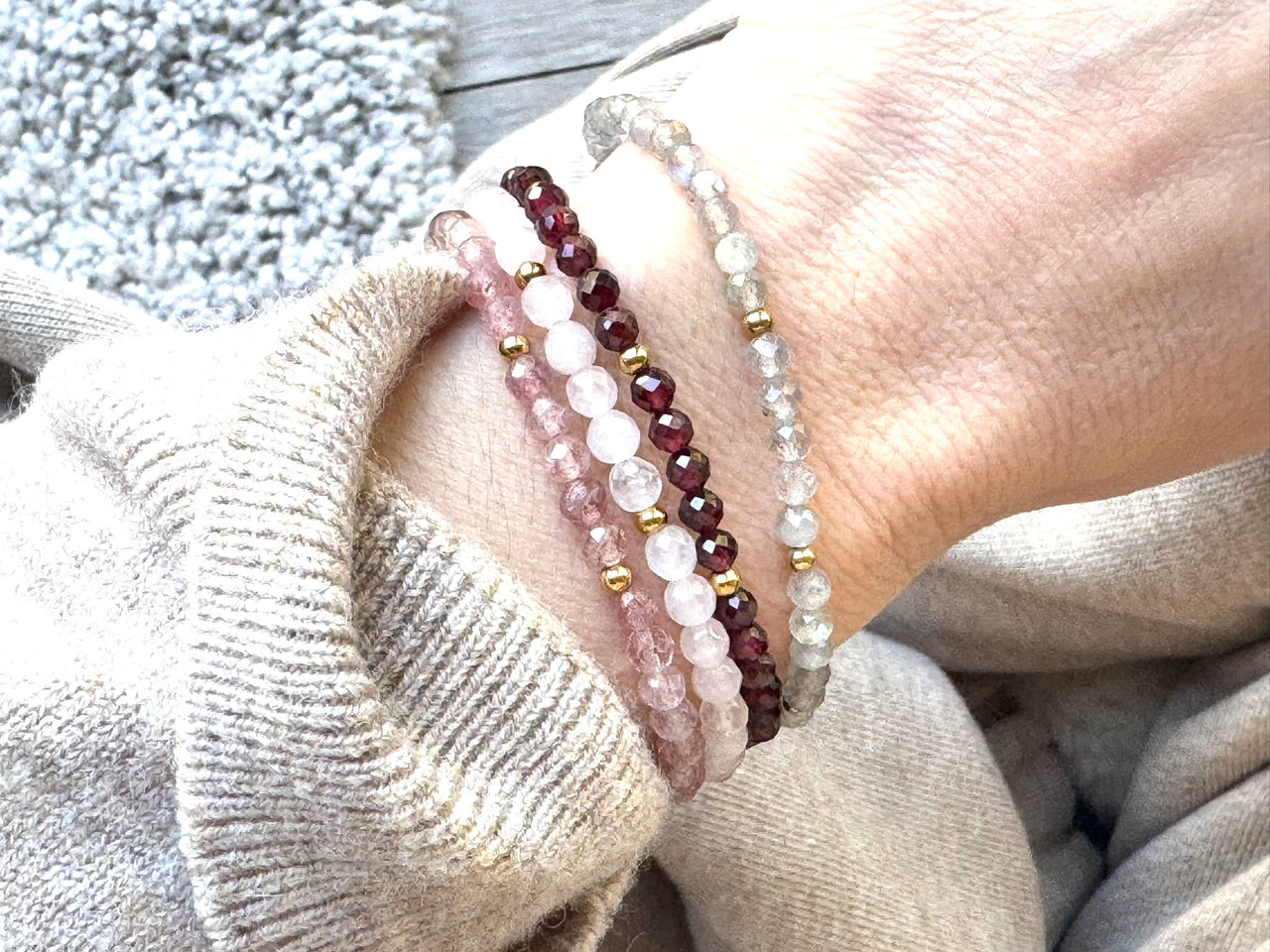 Strawberry Quartz Dainty Gemstone Bracelet