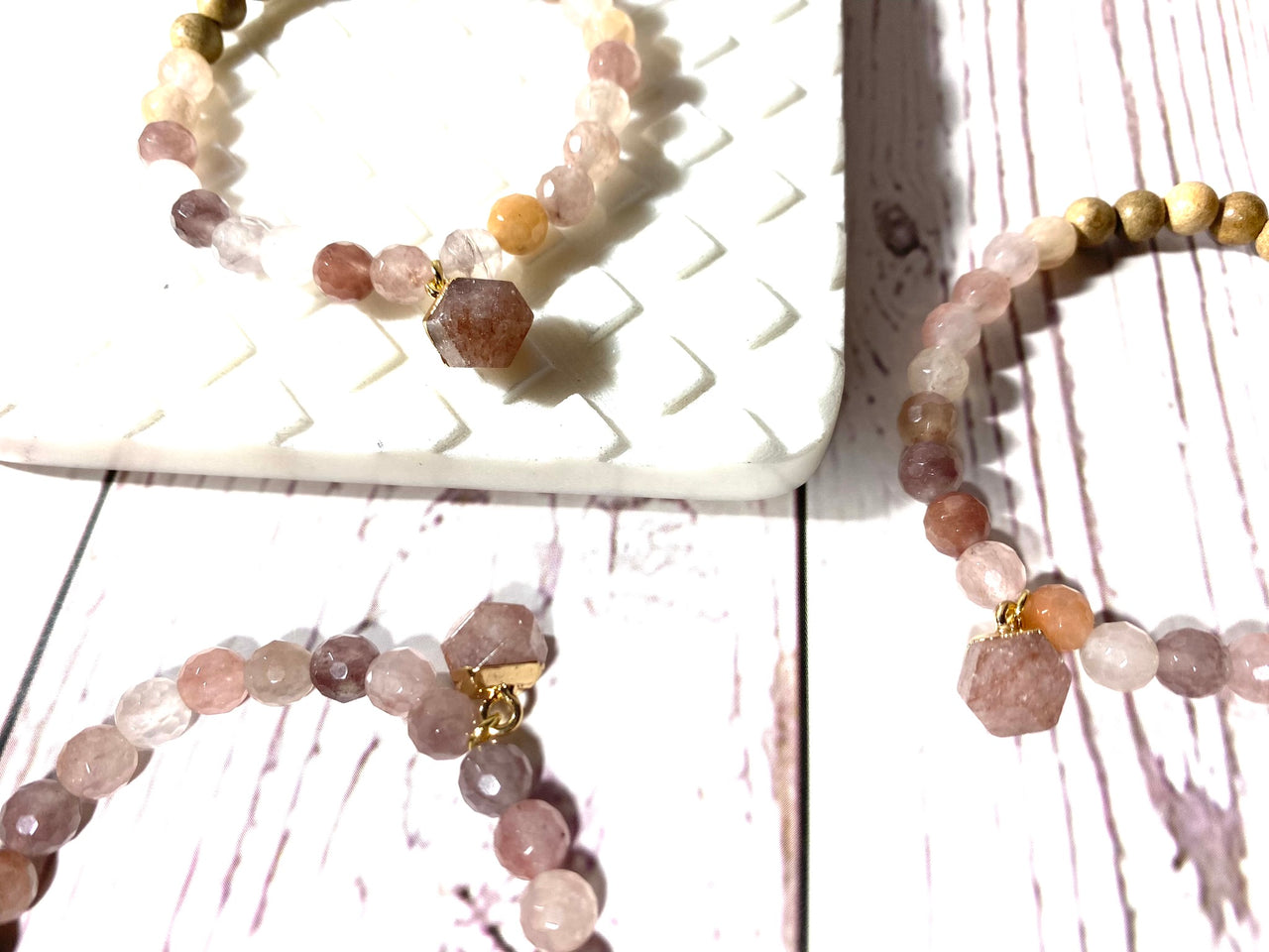 Strawberry Quartz Crystal Diffuser Bracelet