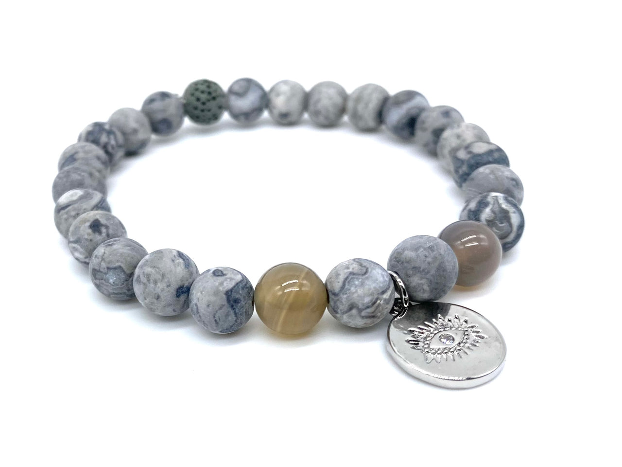 Evil Eye Agate Crystal Diffuser Bracelet