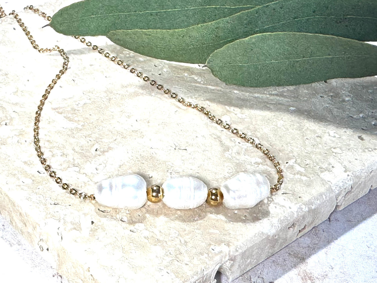 Pearl Beaded Golden Necklace