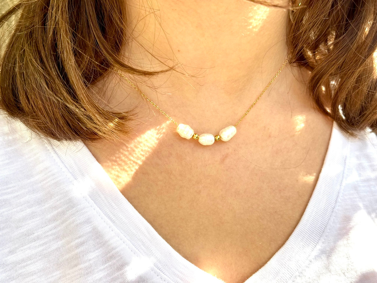 Pearl Beaded Golden Necklace