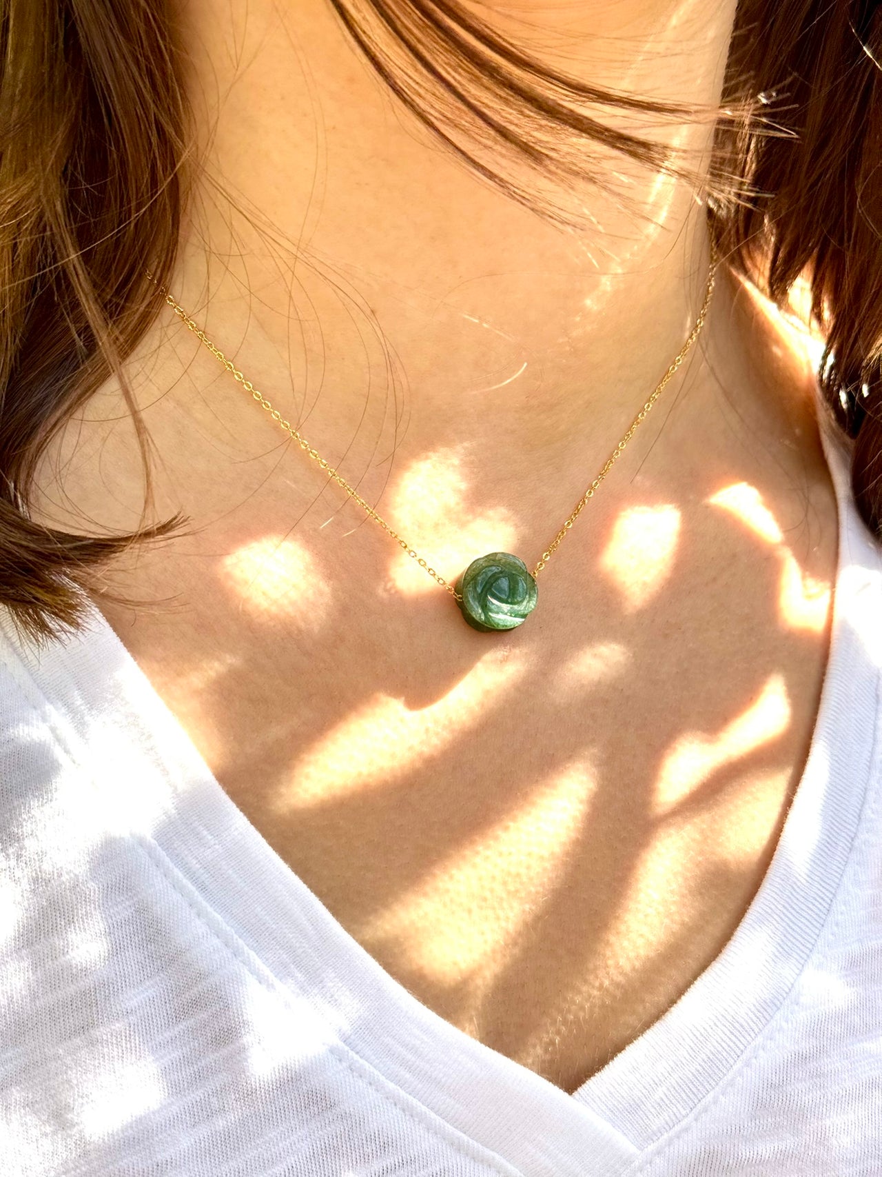 Aventurine Rose Pendant Necklace