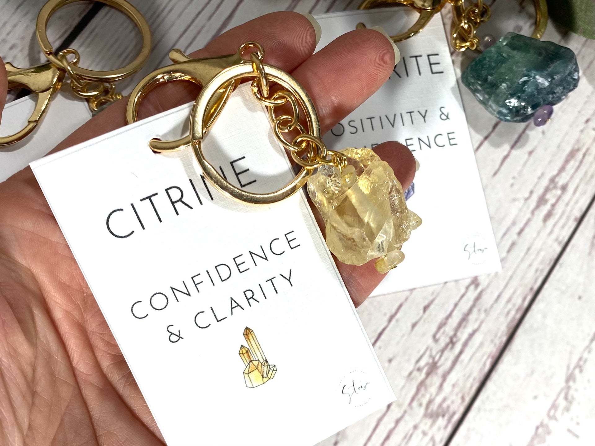 Crystal Keyring Gold Gemstone Keychain