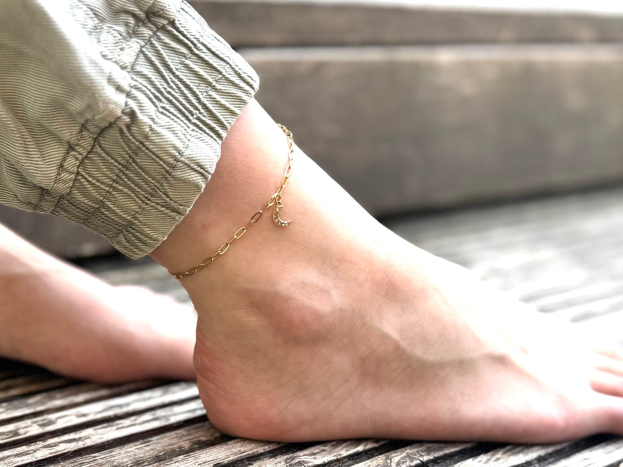 Gold Dainty Anklet with Anti Tarnish Stainless Steel