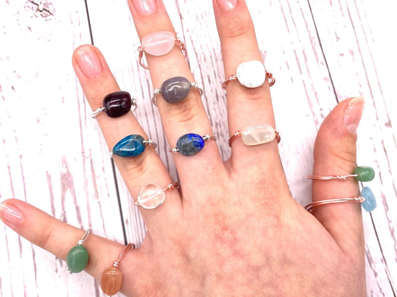 Crystal Birthstone Nugget Rings, Minimal Birthday Gifts