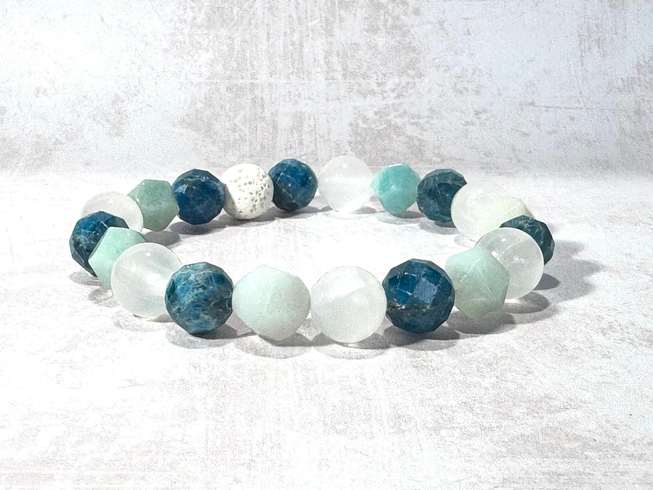 Chunky Apatite, Selenite, Amazonite Bracelet