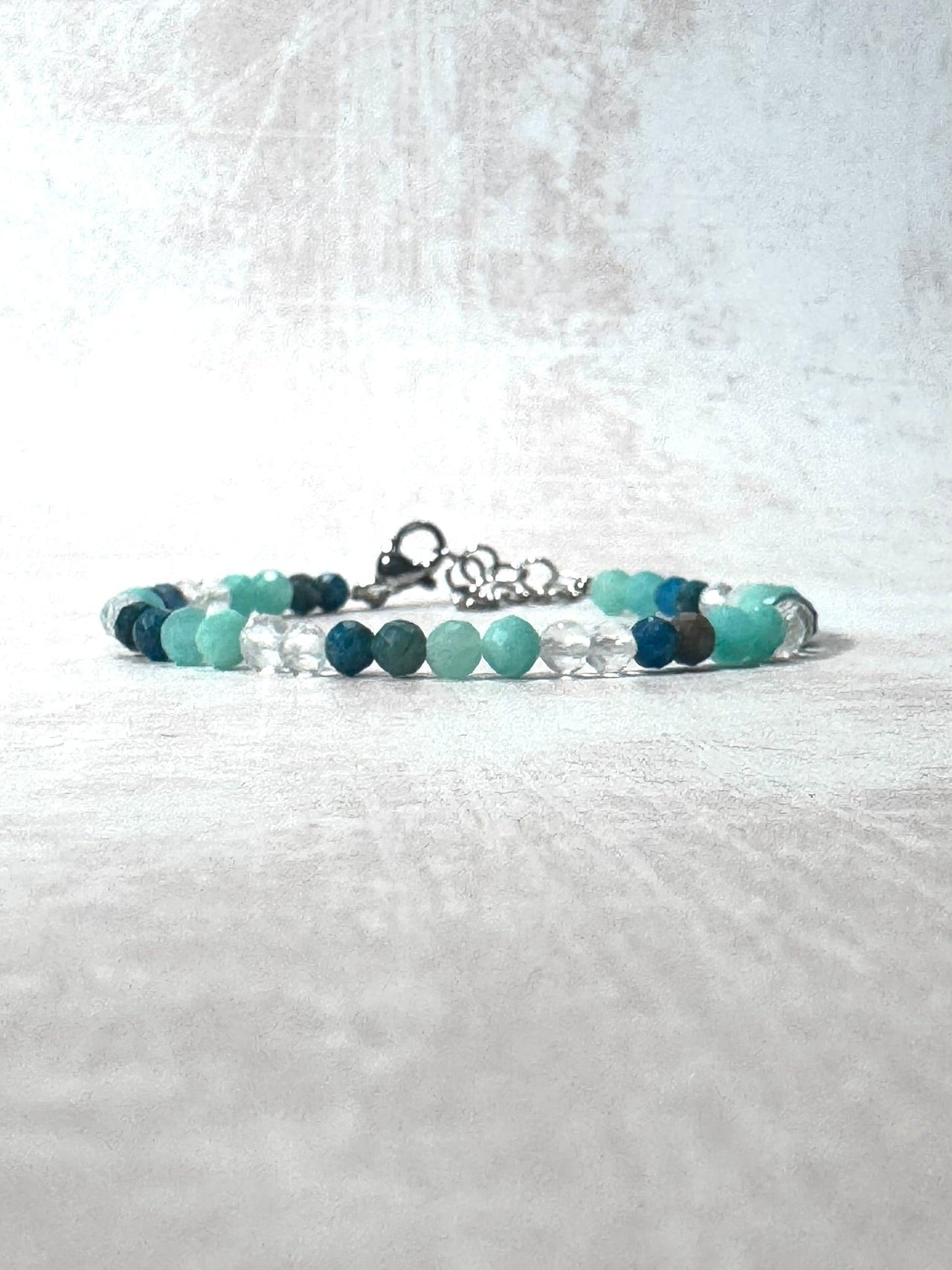 Dainty Apatite, Clear Quartz and Amazonite Bracelet