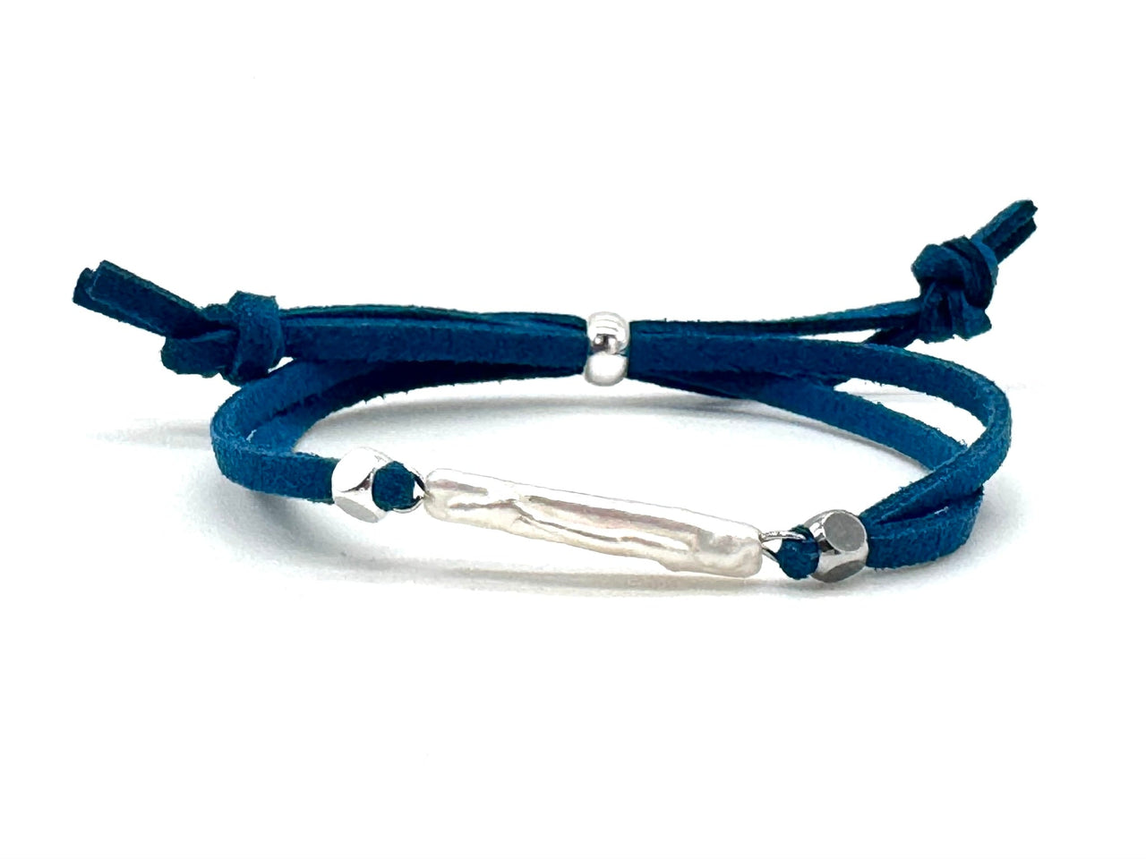 Freshwater Pearl Bracelet with Teal Faux Suede