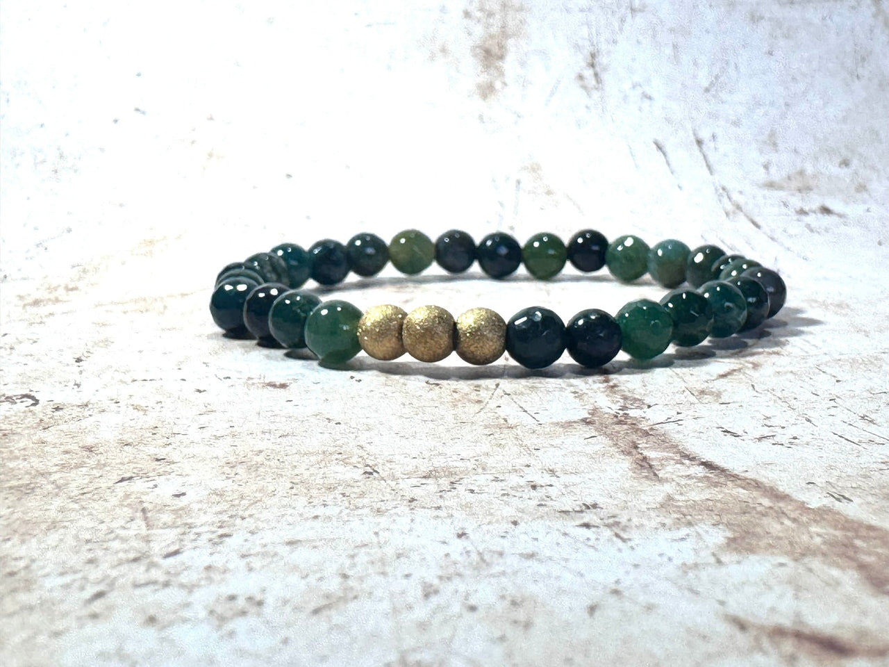 Green Moss and Gold Bracelet