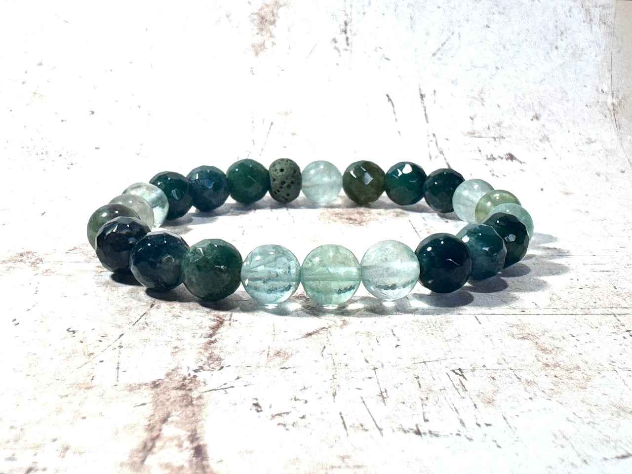 Moss Agate and Fluorite Diffuser Bracelet