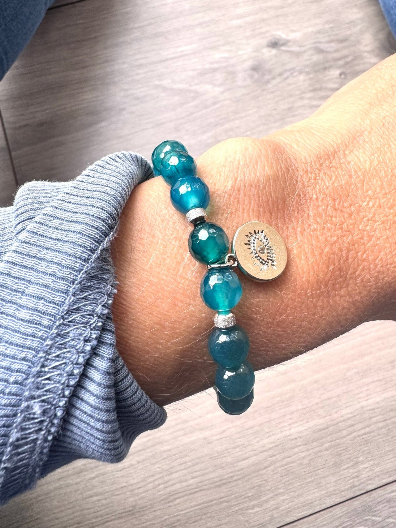 Evil Eye Teal Agate Bracelet