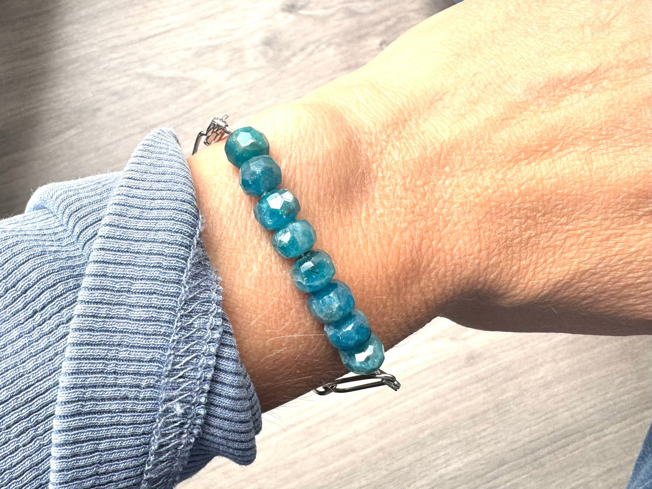Apatite and Paperclip Bracelet