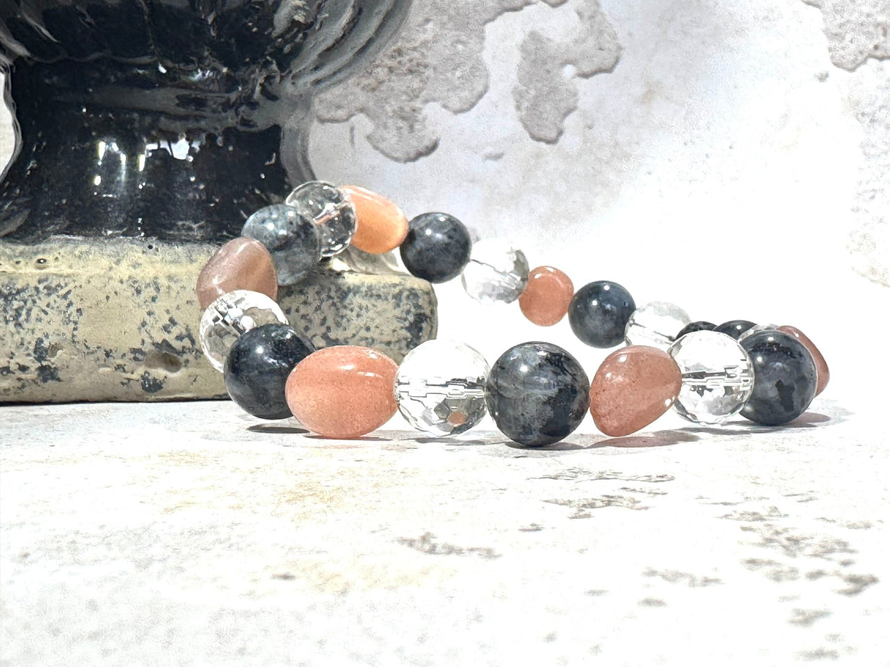 Chunky Sunsone and Clear Quartz Bracelet