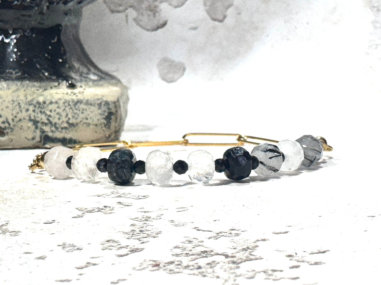 Rutilated Quartz Paperclip Bracelet