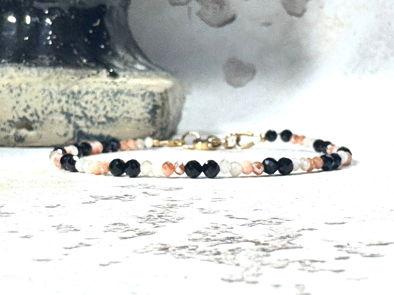 Dainty Sunstone and Tourmaline Bracelet