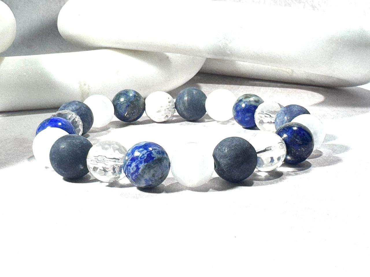 Chunky Sodalite and Selenite Diffuser Bracelet